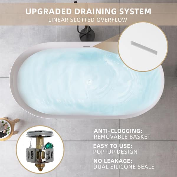 NTQ 59 in. x 30 in. Free Standing Tub Oval Freestanding