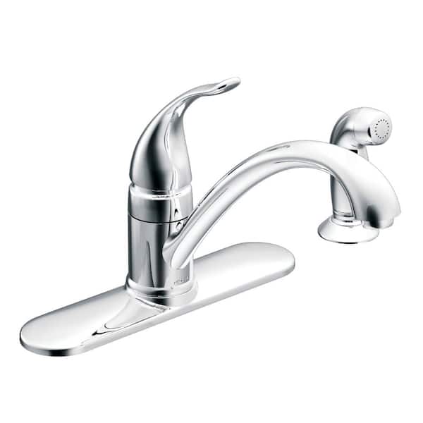 MOEN Torrance Low-Arc Single-Handle Standard Kitchen Faucet with Side Sprayer in Chrome