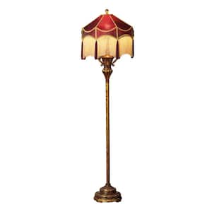 66 in. Red Floor Lamp with Grand Fringe Shade