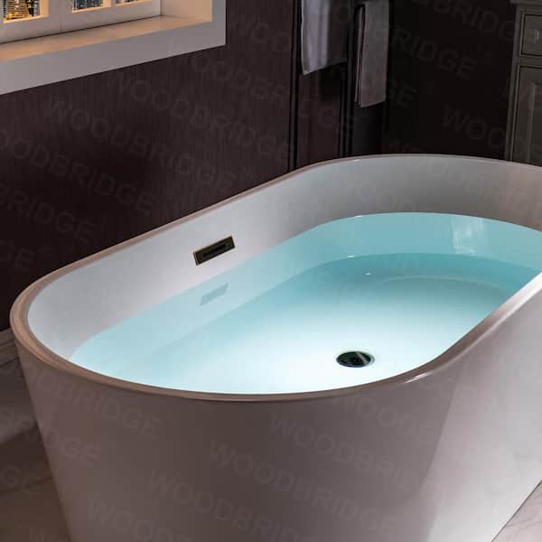 Willingboro 54 in. Acrylic FlatBottom Double Ended Bathtub with Oil-Rubbed Bronze Overflow and Drain Included in White