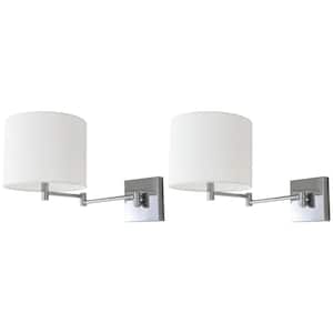 Lillian 1-Light Chrome Indoor Sconce with White Shade (2-Pack)