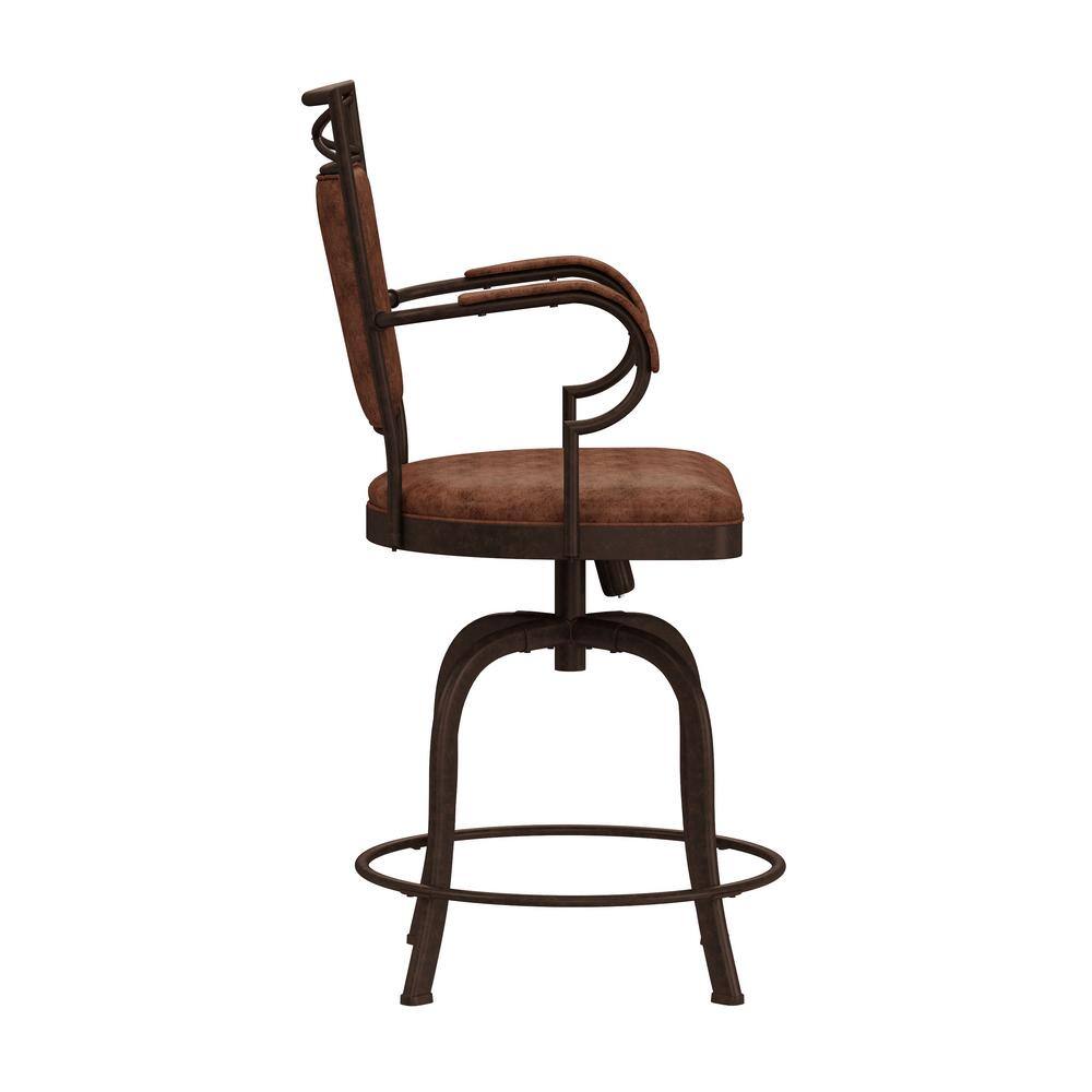 Bridgetown Swivel Counter Stool in Aged Bronze with Faux Leather