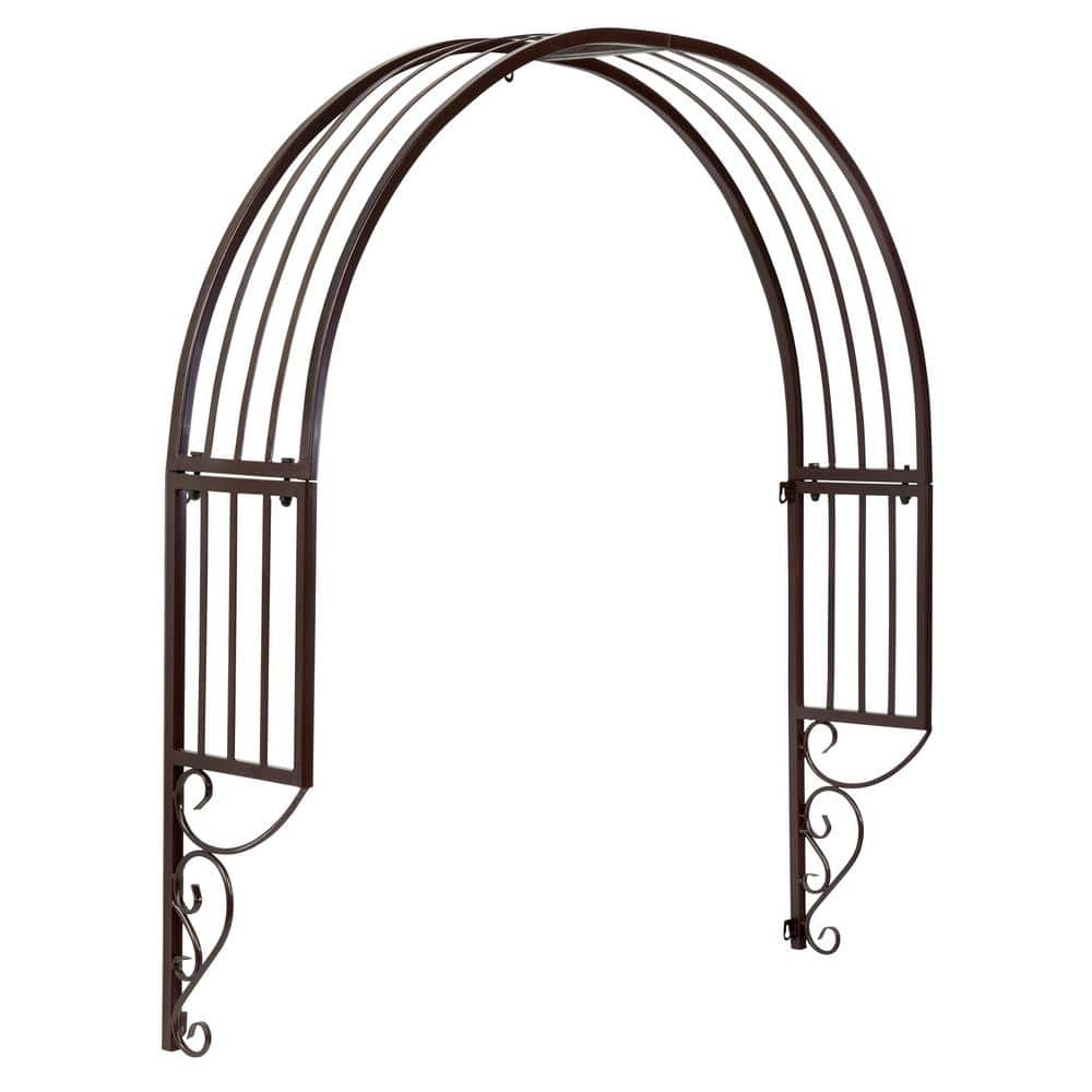 Chocolate Brown Metal Arched Garden Window Trellis