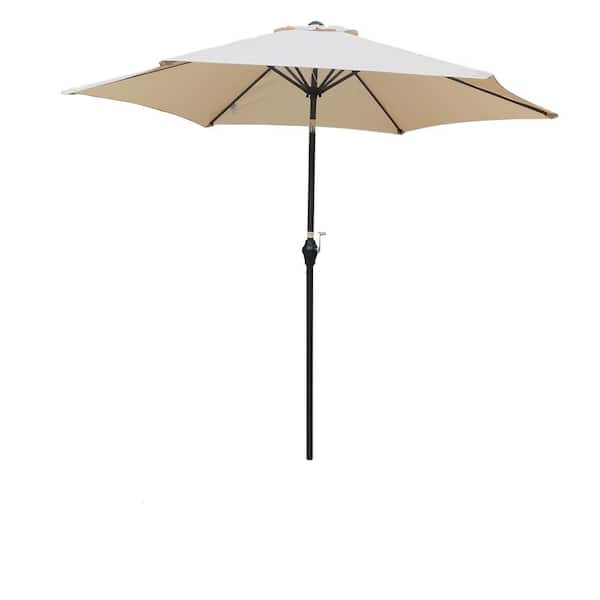 Unbranded 9 ft. Patio Umbrella Outdoor Market Umbrellas with Tan Crank and Push Button Tilt