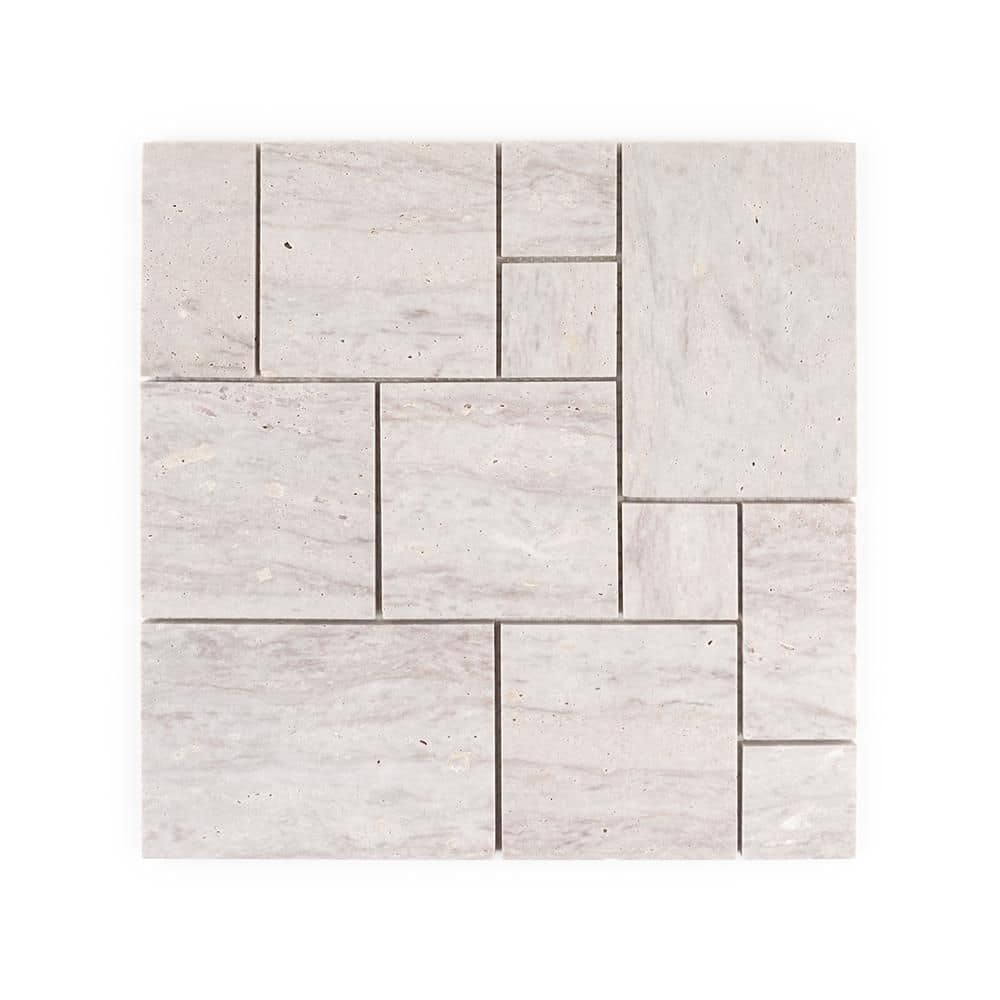 Mini Versailles Beige 11.75 in. x 11.75 in. Square Brushed Travertine Wall and Floor Mosaic Tile (9.58 sq. ft. /Case) price history on PriceWatchPro