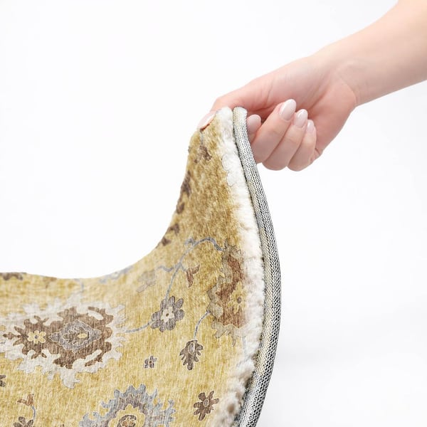 Dream Shag Premium Machine Washable Abstract ADS753 Gold 9 ft. x 12 ft. Area Rug