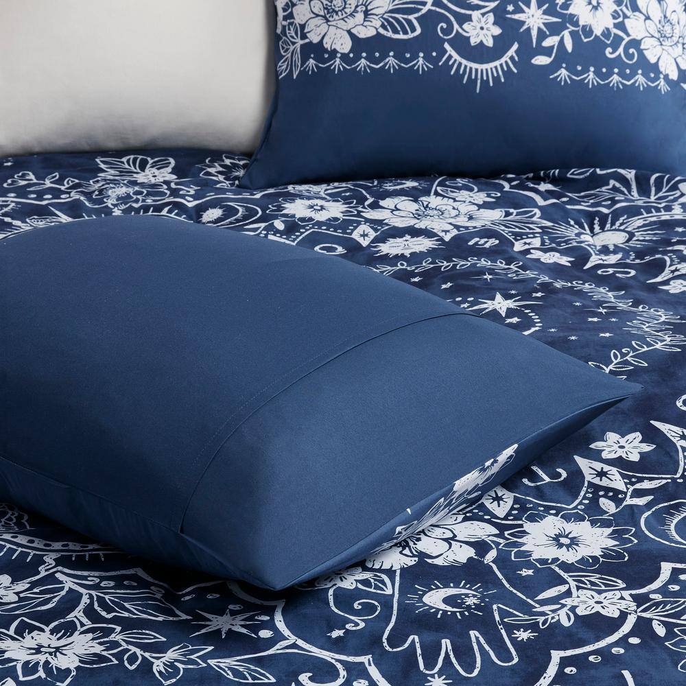 Navy Microfiber Celestial Full Bedspread Set