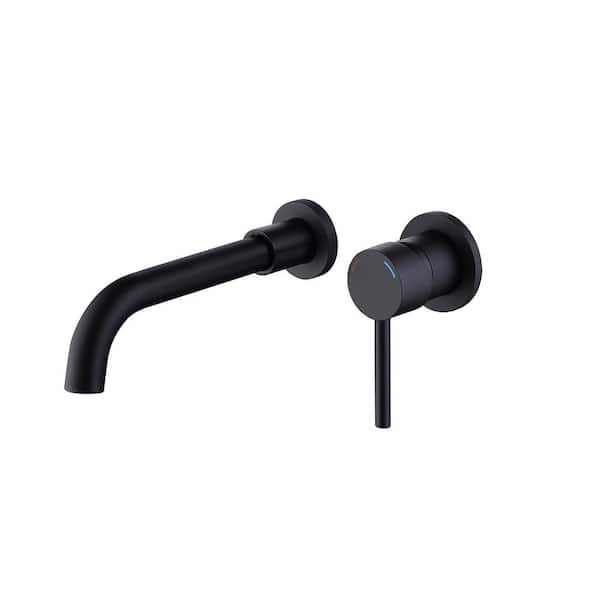 Unbranded Single-Handle Wall Mount Bathroom Faucet in Matte Black