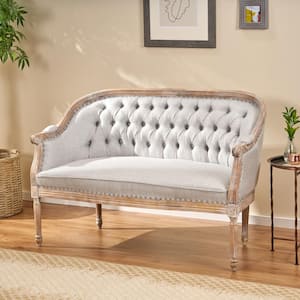 Faye 50 in. Light Gray Fabric 2-Seat Loveseat with Armrests