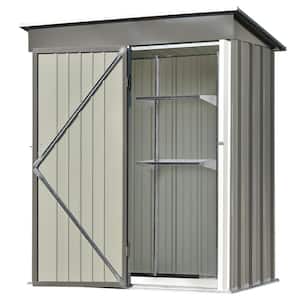 Gray 3 ft. W x 5 ft. D Metal Garden Shed Patio Lean-to Storage Shed with Adjustable Shelf, Tool Cabinet (14.4 sq. ft.)