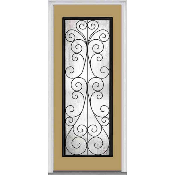 MMI Door 32 in. x 80 in. Camelia Right-Hand Inswing Full Lite Decorative Painted Fiberglass Smooth Prehung Front Door