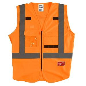 4X-Large/5X-Large Orange Class-2 High Visibility Safety Vest with 10-Pockets