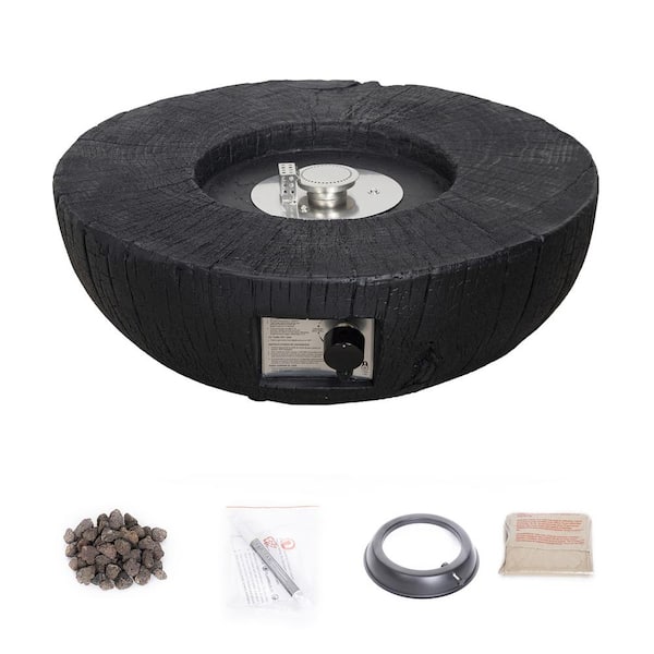 Wateday Black Round Metal 28.00 in. Outdoor Fire Pit Table with Water Proof Cover and Lava Rock