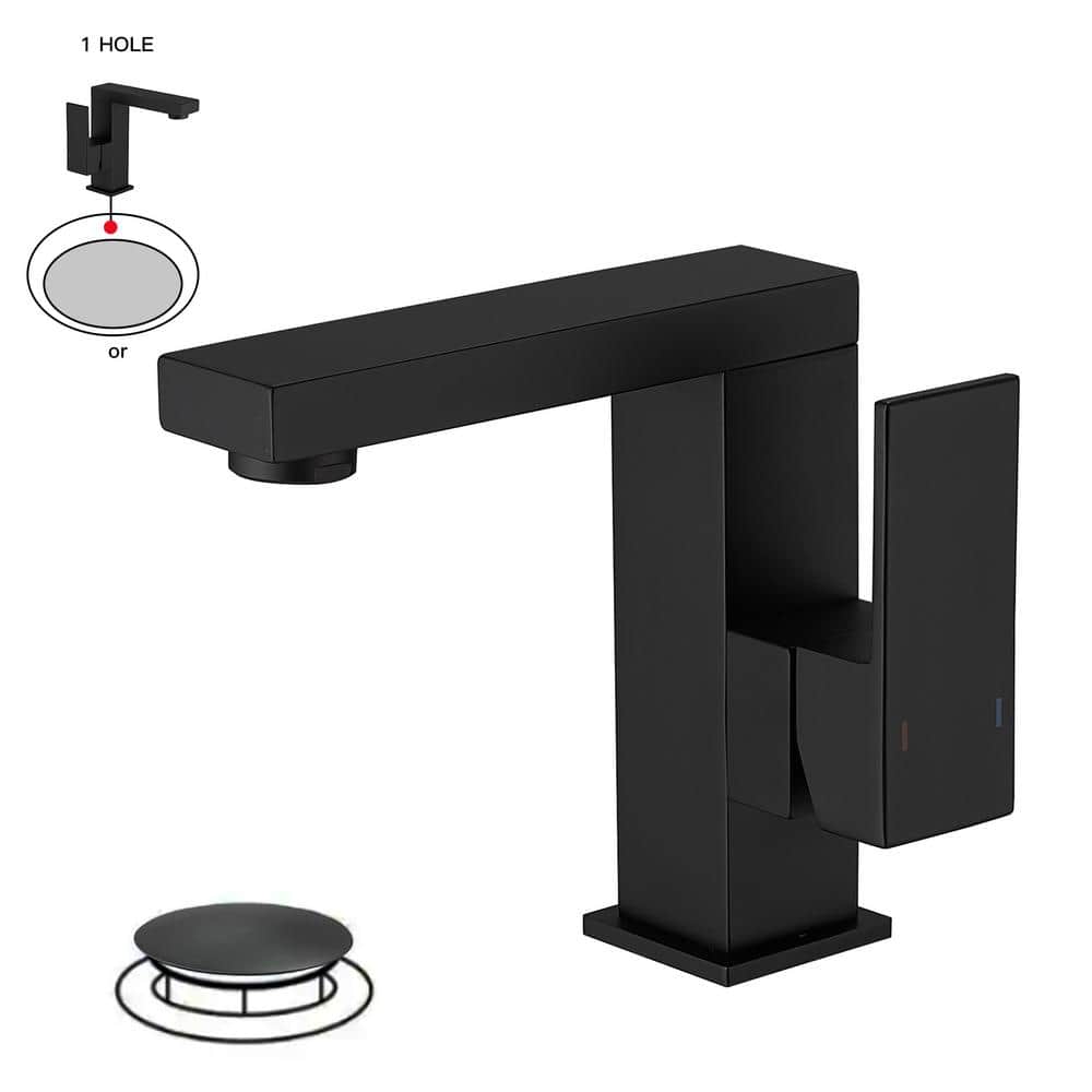 Single Hole Single-Handle Bathroom Sink Faucet With Deck Plate Pop Up Drain With Overflow in Matte Black price history on PriceWatchPro