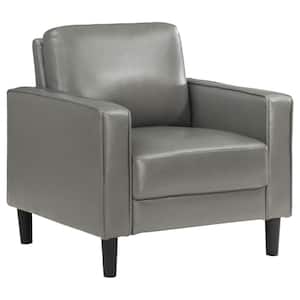 Ruth Gray Upholstered Track Arm Faux Leather Accent Chair