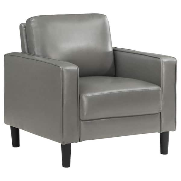 Coaster Ruth Gray Upholstered Track Arm Faux Leather Accent Chair ...