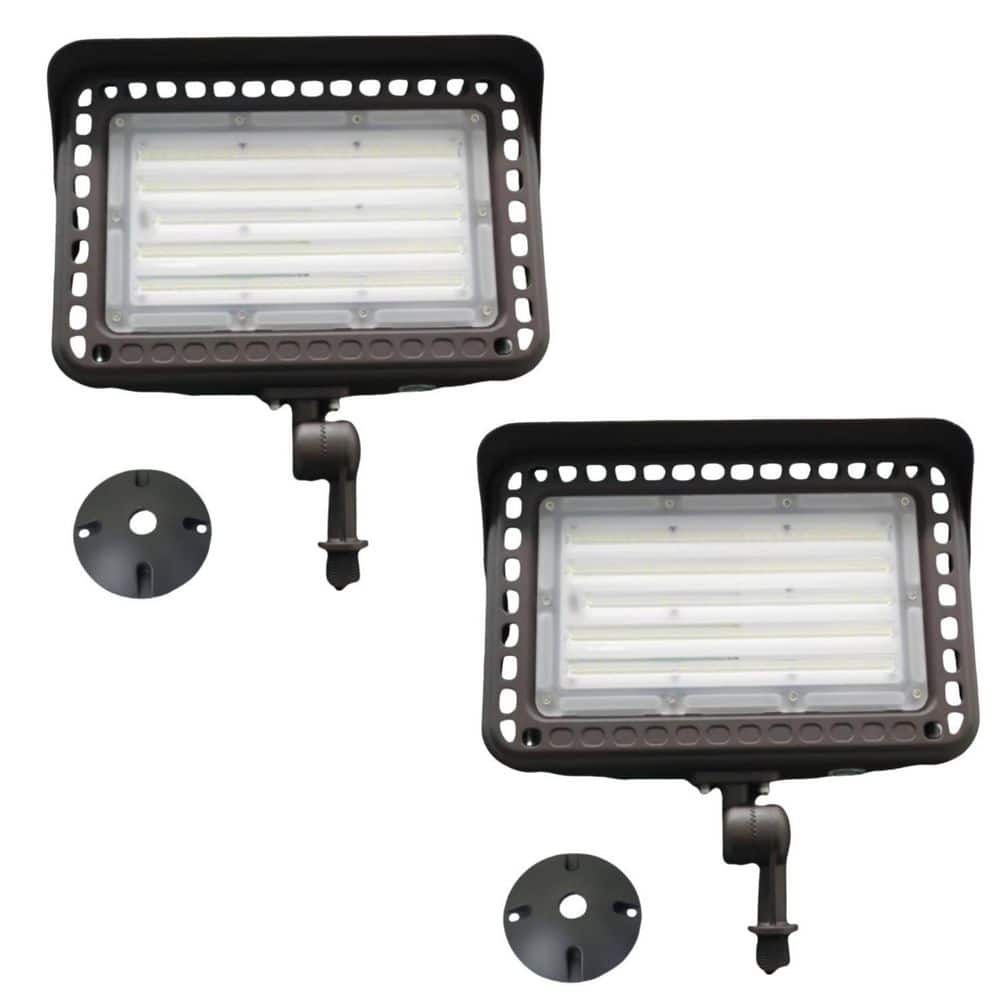 600 Watt Equivalent 18000-Lumen 120-277V Bronze Integrated LED Outdoor Weatherproof Flood Light & Adjustable Mount 2PCS price history on PriceWatchPro