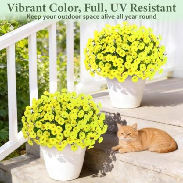 Yellow Artificial Morning Glory,14 Bundles UV Resistant Fake