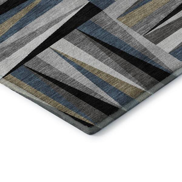 Mayfield Premium Machine Washable Abstract AMF1012 Black 3 ft. x 5 ft. Area Rug