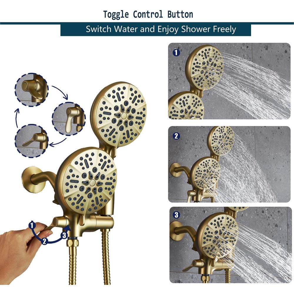 Goldtone High-Pressure Handheld Shower Faucet Set with Anti-Clog Nozzles