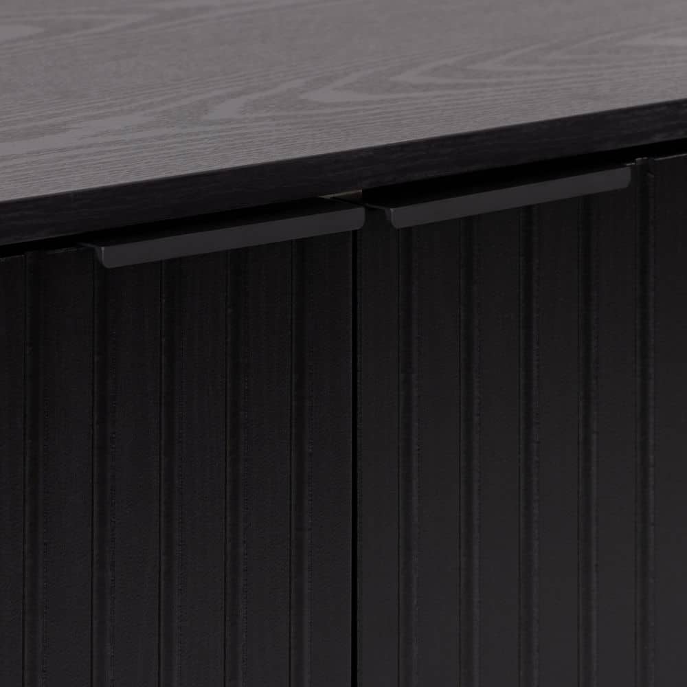 Lysander Black Wood Fluted Sideboard Buffet Cabinet