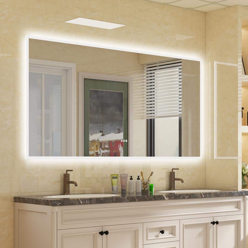 Front-Lighted LED Bathroom Vanity Mirror: 56 x 40 - Rectangular