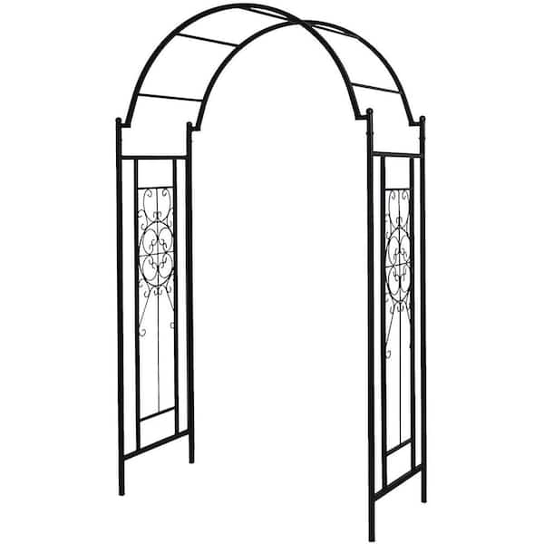 84 x 48 Matte Black Metal Heavy-Duty Garden Arch Trellis Arbor for Climbing Plants Outdoor Lawn Patio Decor