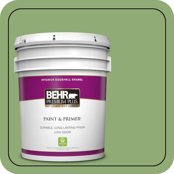 BEHR PREMIUM PLUS 5 gal. #430D-5 Geranium Leaf Eggshell Enamel Low Odor ...