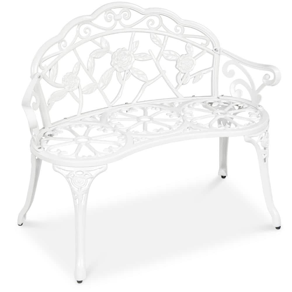 Best Choice Products 39 In 2 Person White Metal Outdoor Bench SKY2668   Best Choice Products Outdoor Benches Sky2668 64 1000 