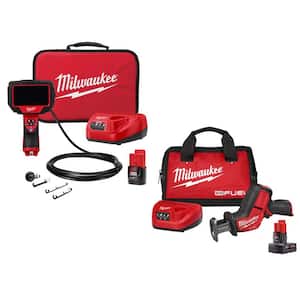 M12 12-Volt Lithium-Ion Cordless M-SPECTOR 360-Degree 10 ft. Inspection Camera Kit w/M12 HACKZALL Reciprocating Saw Kit