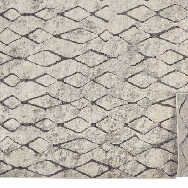 2 ft. x 8 ft. Gray, Ivory Abstract Area Rug
