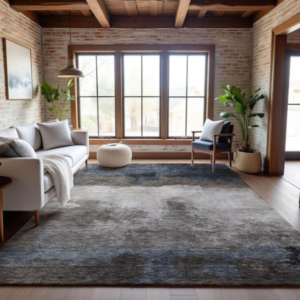 Mayfield Premium Machine Washable Abstract AMF1070 Gray 5 ft. x 7 ft. 6 in. Area Rug