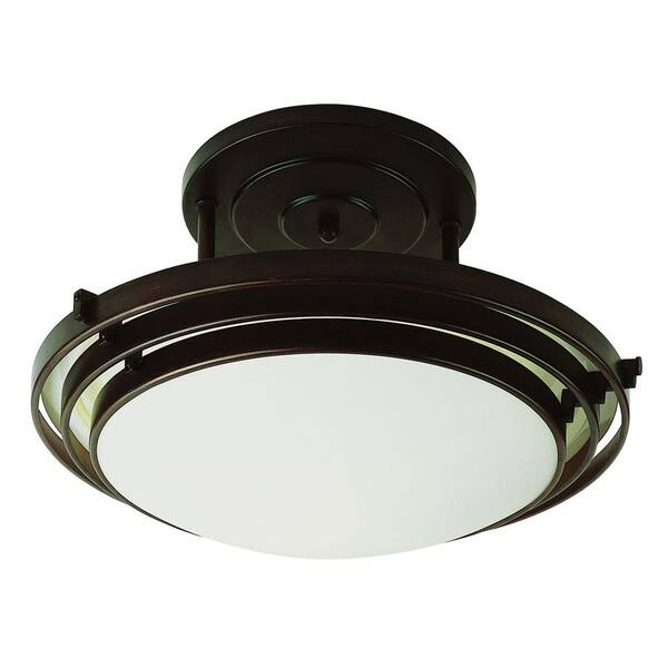 Bel Air Lighting Cabernet Collection 1-Light Oiled Bronze Semi-Flush Mount Light with White Frosted Shade