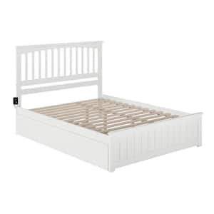 Mission White Queen Bed with Matching Footboard and Twin Extra Long Trundle