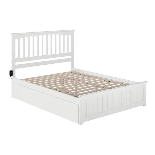 AFI Mission White Queen Bed with Matching Footboard and Twin Extra Long Trundle