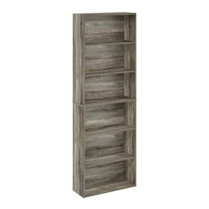 Jaya 71.06 in. Tall French Oak Wood 6-Shelf Standard Bookcase