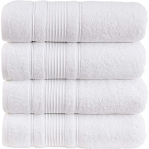 4-Piece Set Premium Quality Bath Towels for Bathroom, Quick Dry Soft and Absorbent 100% Cotton, White