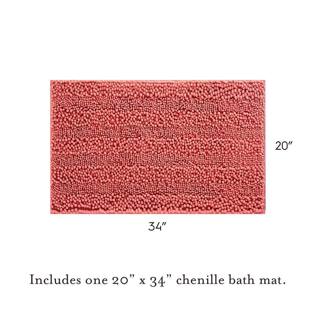 Coral Chenille Non-Slip Bath Mat Set