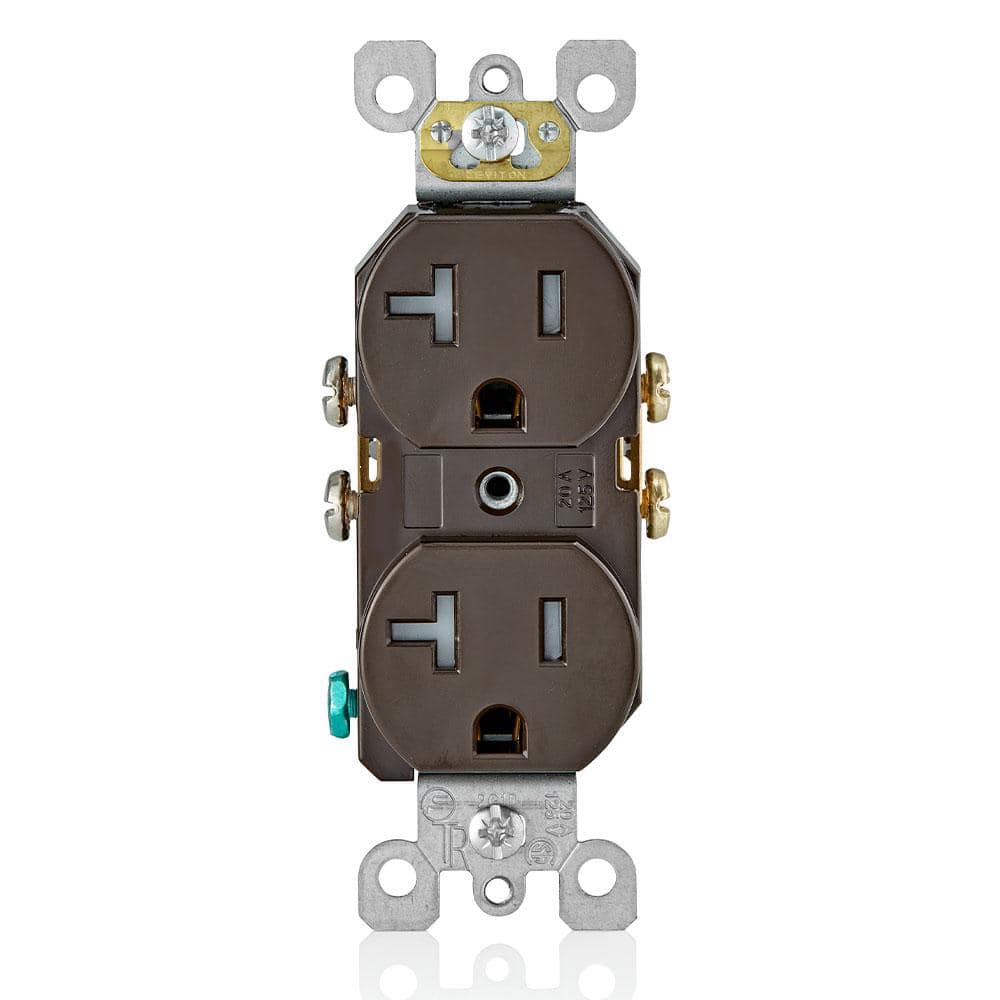 Leviton 20 Amp 125 V Tamper Resistant Duplex Outlet/Receptacle, Brown ...