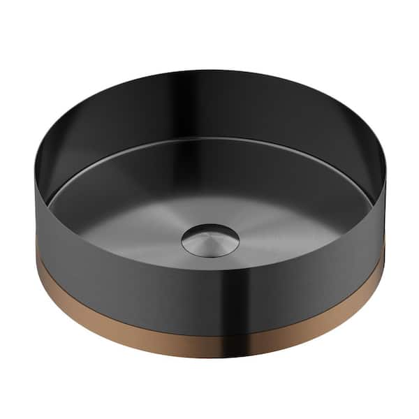 CCV350 15-3/4 in . Stainless Steel Vessel Bathroom Sink in Gray Gunmetal Grey and Brushed Copper