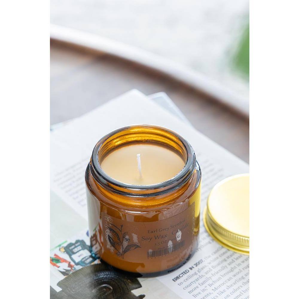 Set of 8 Earl Grey Scented Brown Soy Wax Candles
