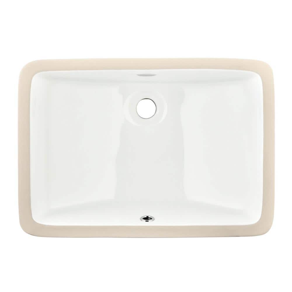 YASINU 21 in . Undermount Rectangular Bathroom Sink with Overflow