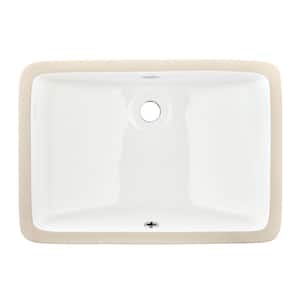 21 in . Undermount Rectangular Bathroom Sink with Overflow Drain in White Vitreous China