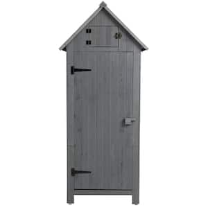 30.3 in. L x 21.3 in. W x 70.5 in. H Wooden Shed Outdoor Storage Cabinet Tool Shed Garden Gray, 4.18 sq. ft.