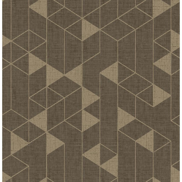 SCOTT LIVING Fairbank Brown Chocolate Linen Geometric Wallpaper Sample