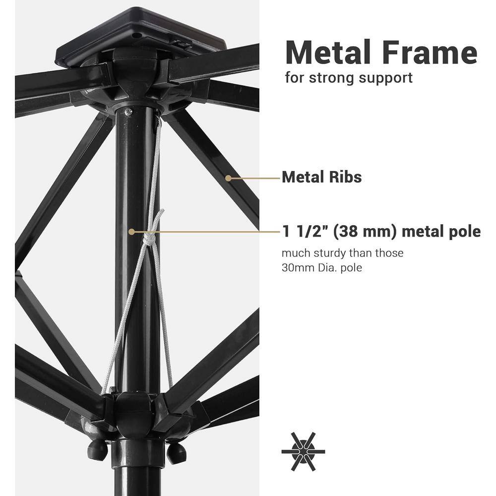 10 ft Lime Green Solar Powered LED Rectangle Patio Umbrella with Black Steel Pole