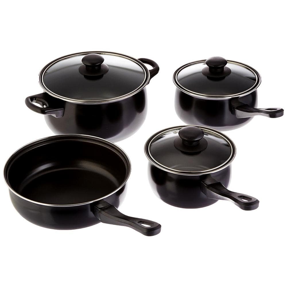BELLA Nonstick Cookware Set with Glass Lids - Aluminum Bakeware, Pots and  Pans, Storage Bowls & Utensils, Compatible with All Stovetops, 21 Piece,  Black