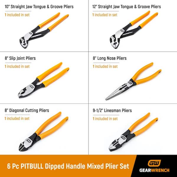 GearWrench 82203 4 Piece Pitbull Dipped Handle Mixed Plier Set