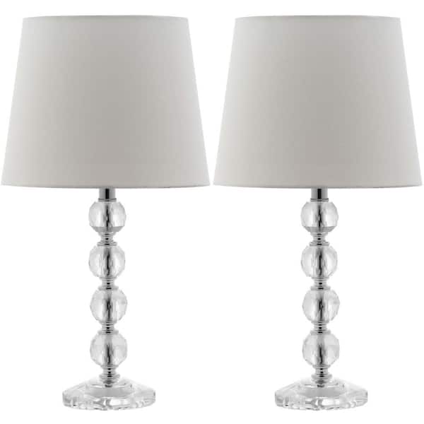 SAFAVIEH Nola 16 in. Clear Stacked Crystal Ball Table Lamp with Off-White Shade (Set of 2)