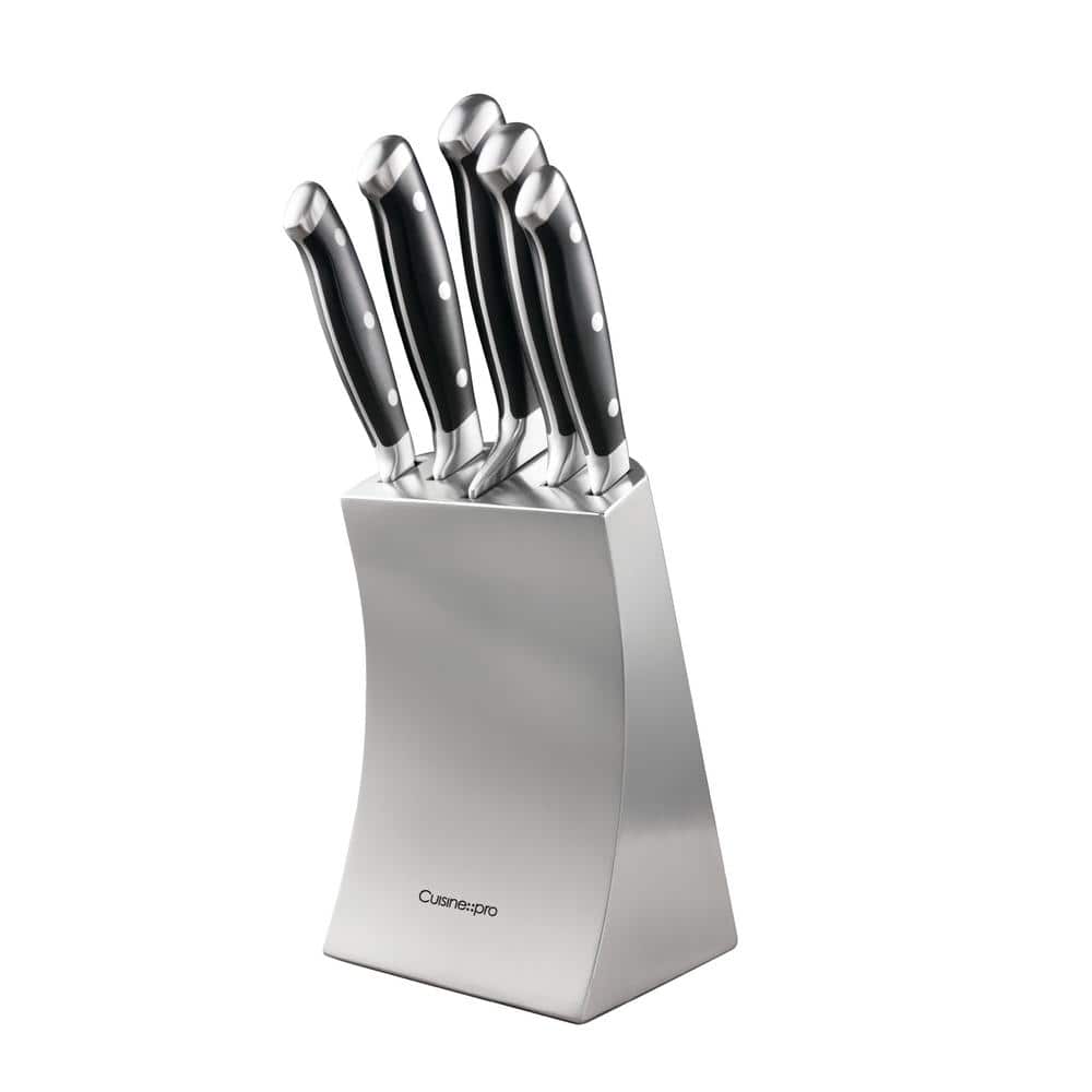 6 piece Knife Set w/ Block, Professional - Stainless Steel. Aokeda